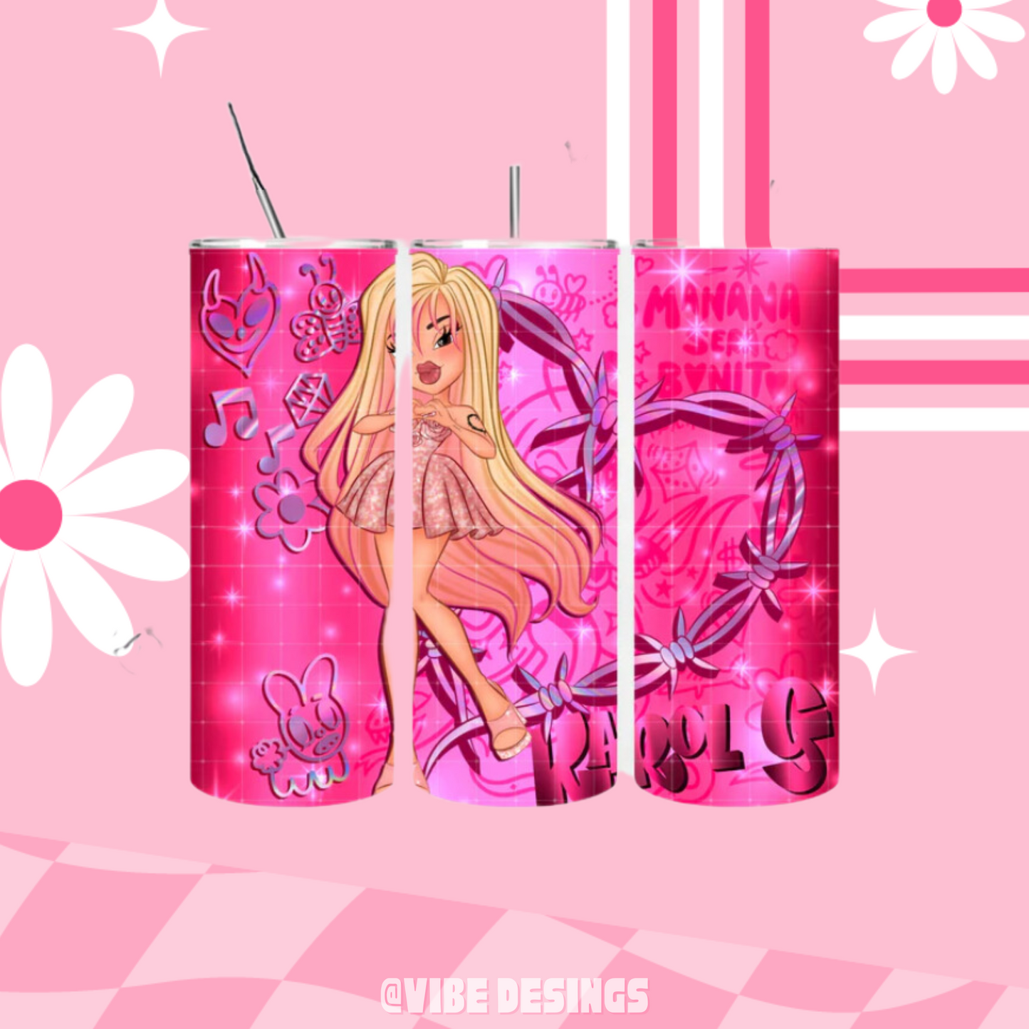 Pink Doll Skinny Tumbler