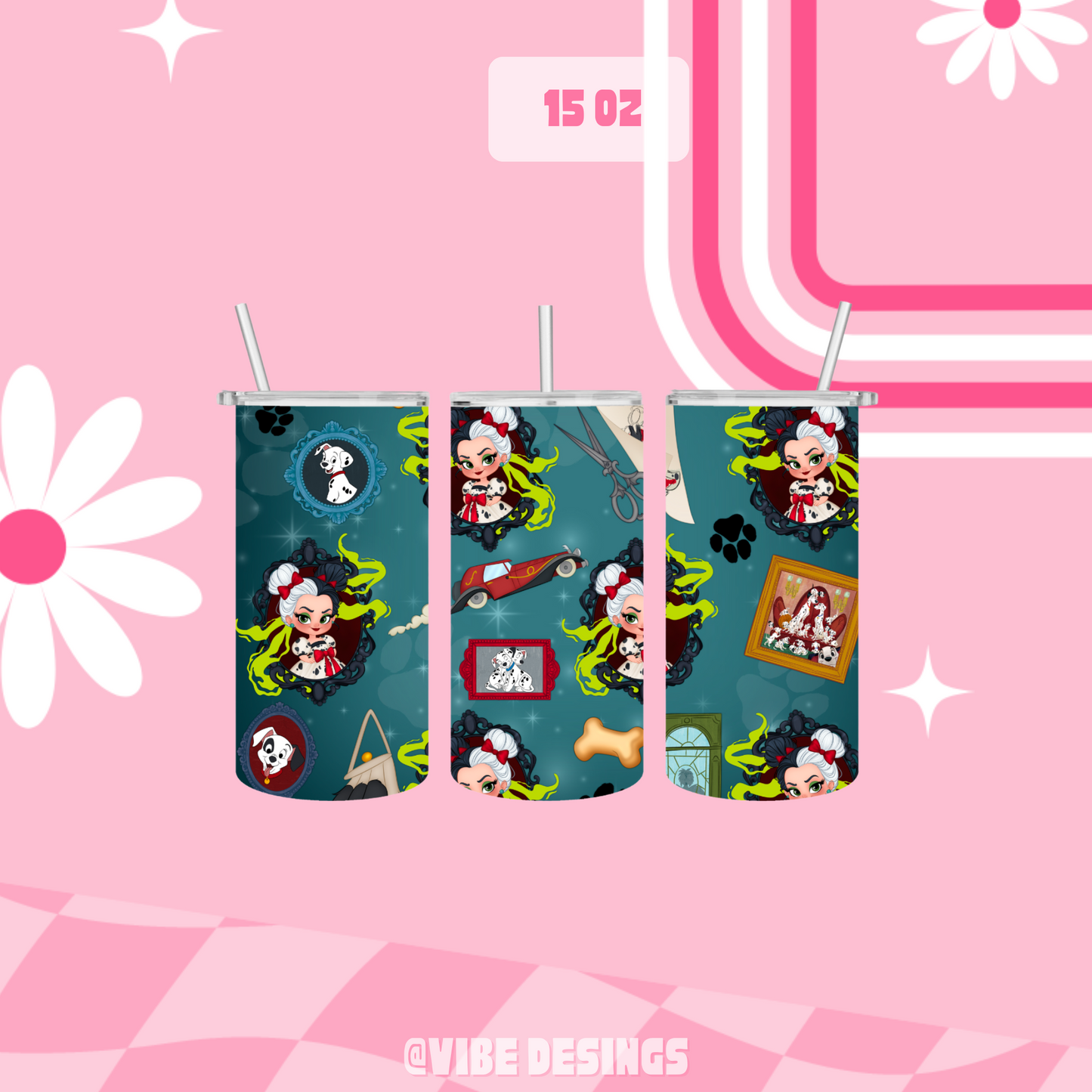 Cruella Mirror 15oz Skinny Tumbler