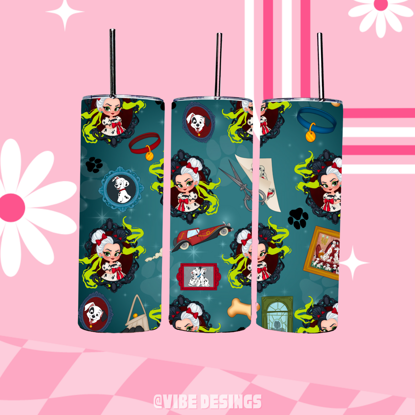 Cruella Mirror 20oz Skinny Tumbler
