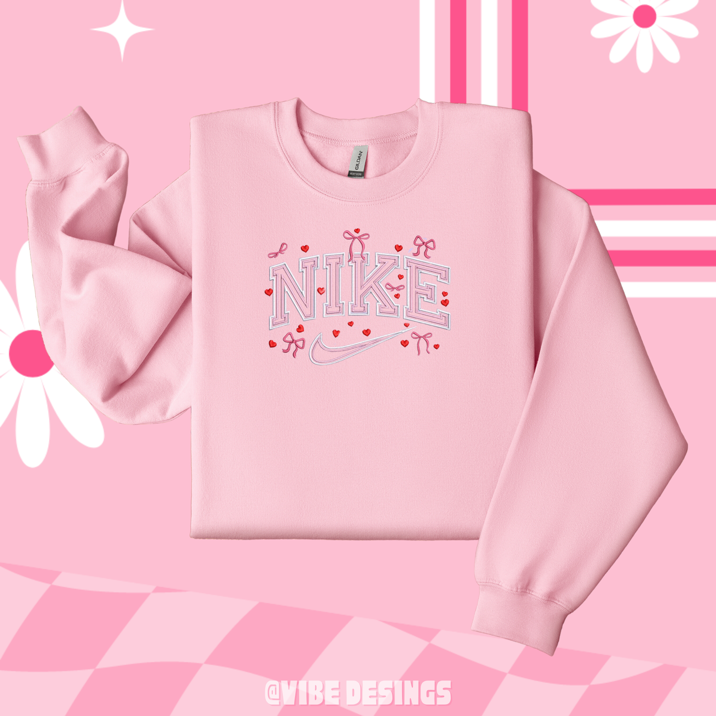 Heart Coquette Nke Embroidered Crewneck
