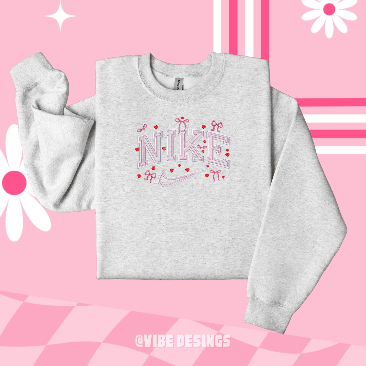 Heart Coquette Nke Embroidered Crewneck
