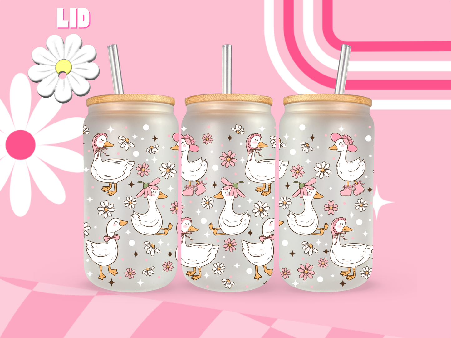 Daisy Goose Glass Can