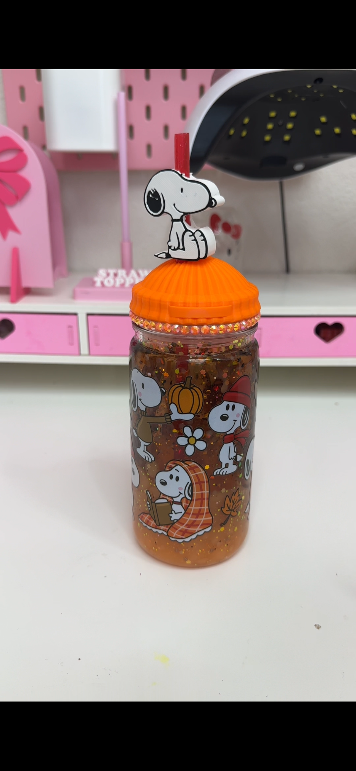 Fall Beagle Acrylic Snowglobe ( straw topper sold separately )