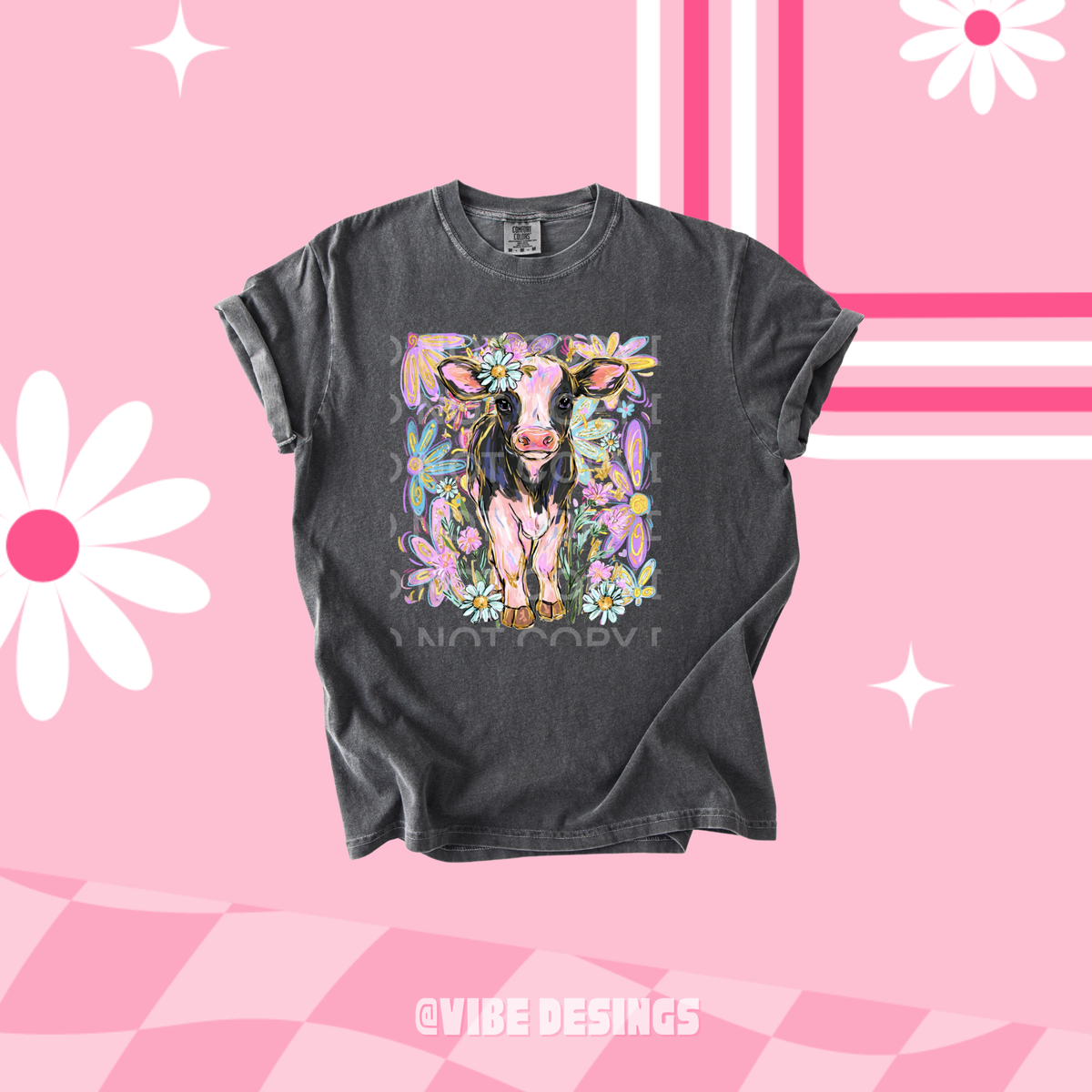 Floral Cow Tee