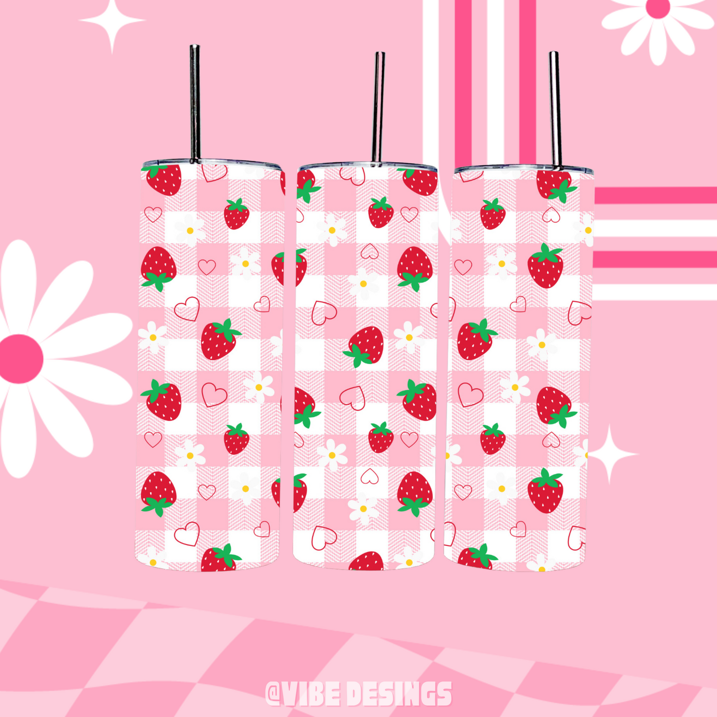 Checkered berry 20oz Skinny Tumbler