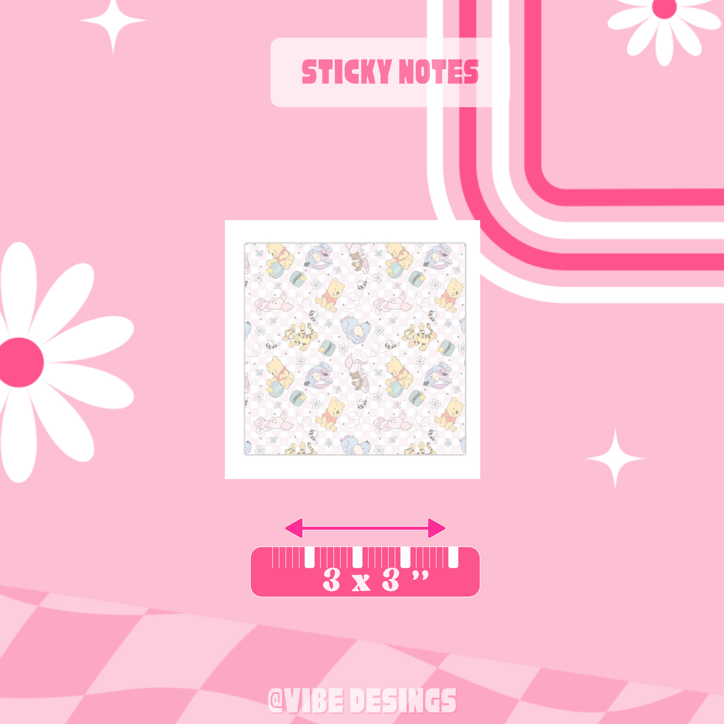 Checkered Pooh Sticky Note