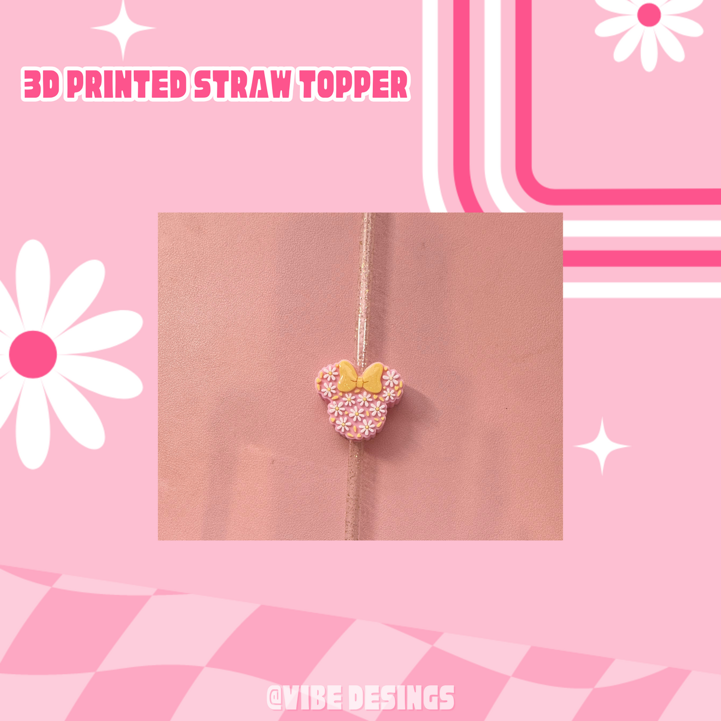 Daisy Mouse Head 3D Straw Topper