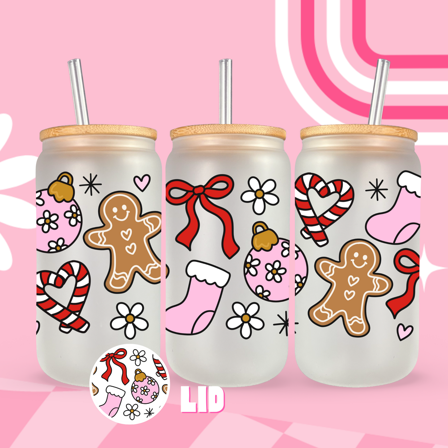 Christmas Doodlea Glass Can