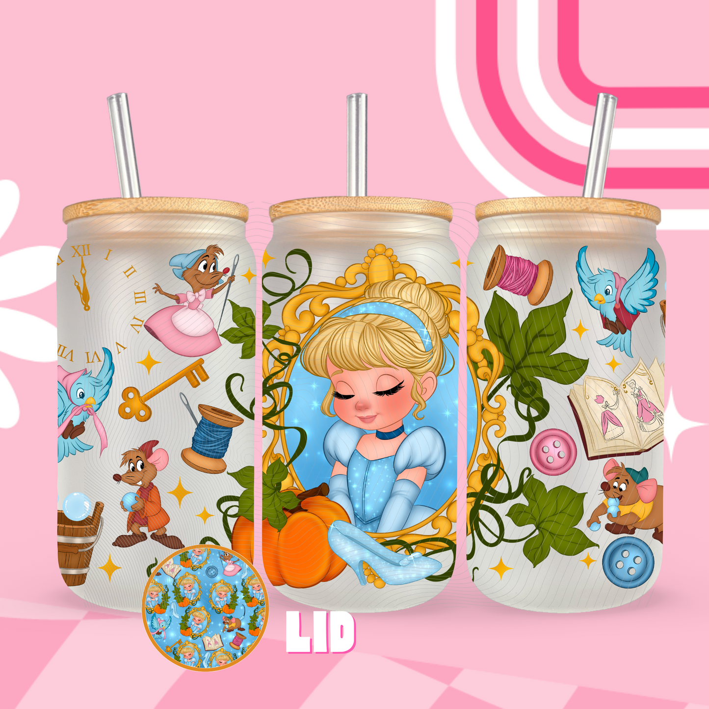 Cinderella Mirror Glass Can