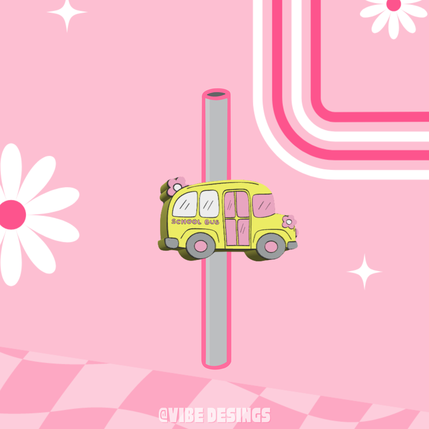 School Bus Straw Topper