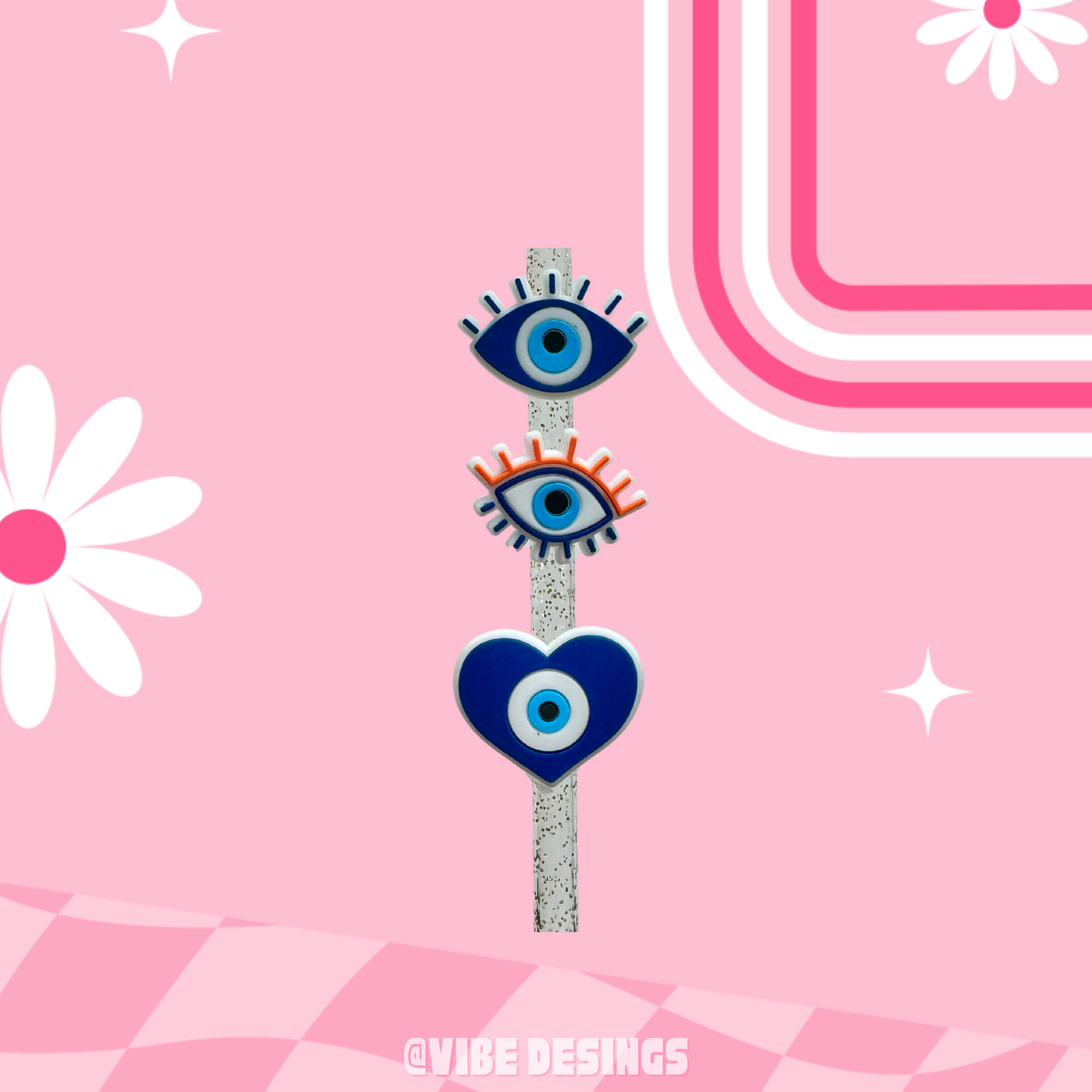 Toppers de paja con forma de mal de ojo
