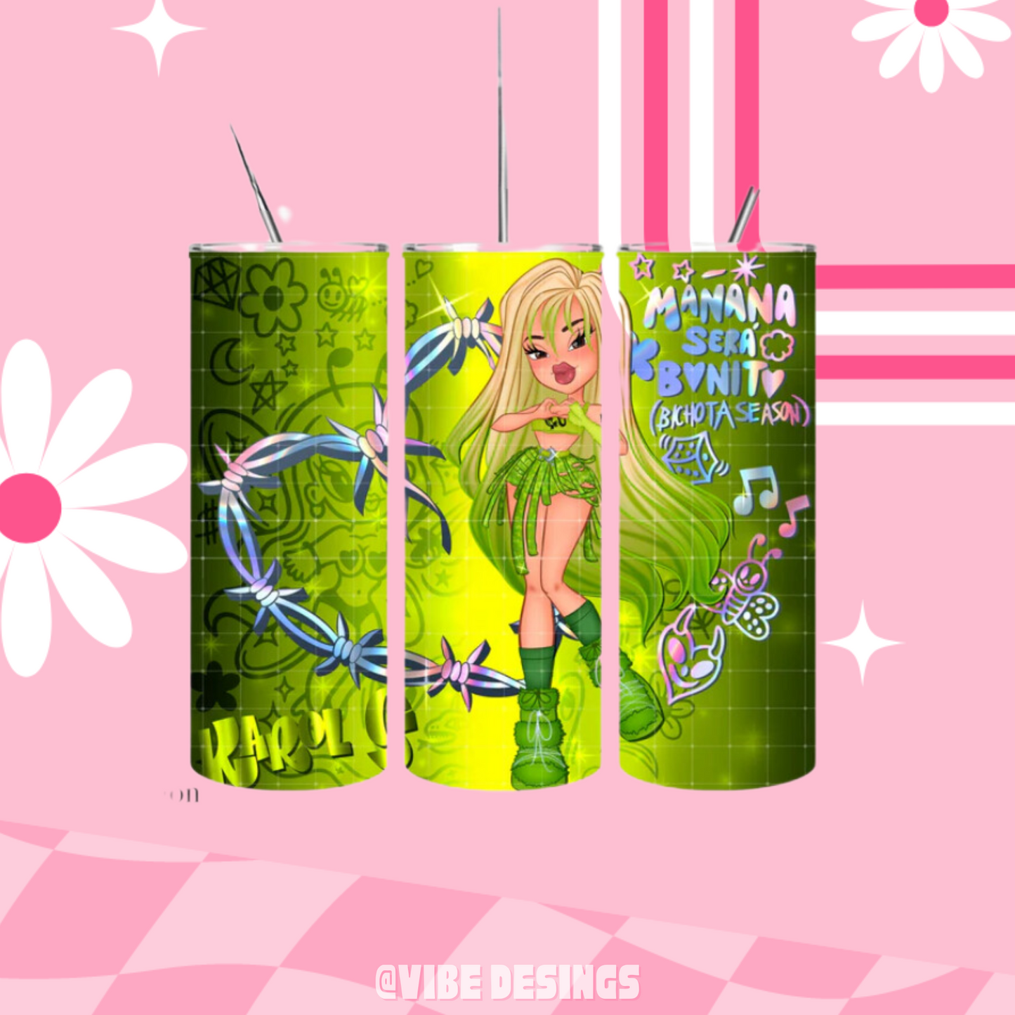 Green Doll Skinny Tumbler