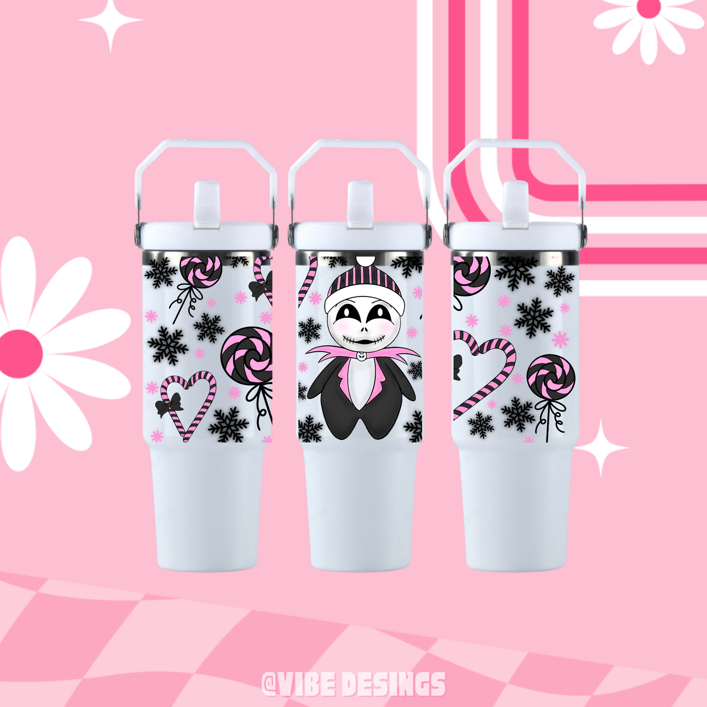 Pink Exclusive Sandy Claws 30oz Travel Handle Tumbler