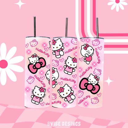 Bow Flower cat 20oz Skinny Tumbler