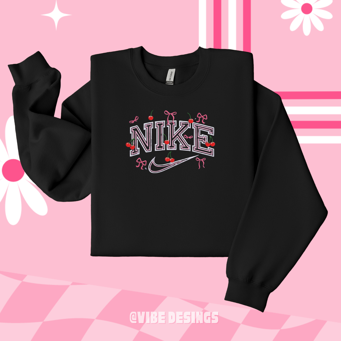 Cherry Coquette Nke  Embroidered Crewneck