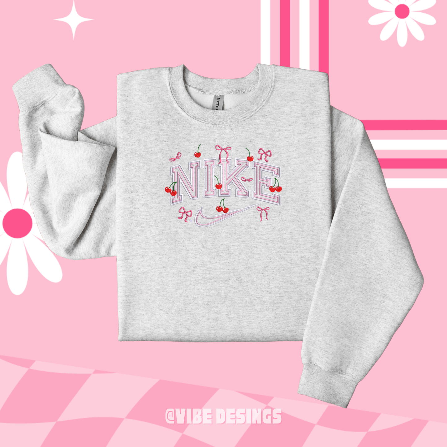 Cherry Coquette Nke  Embroidered Crewneck