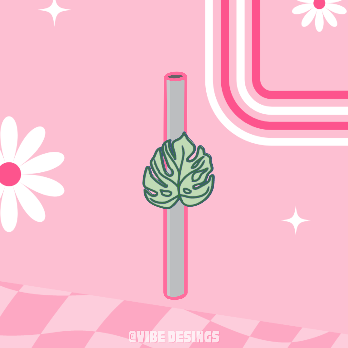 Monstera Straw Topper