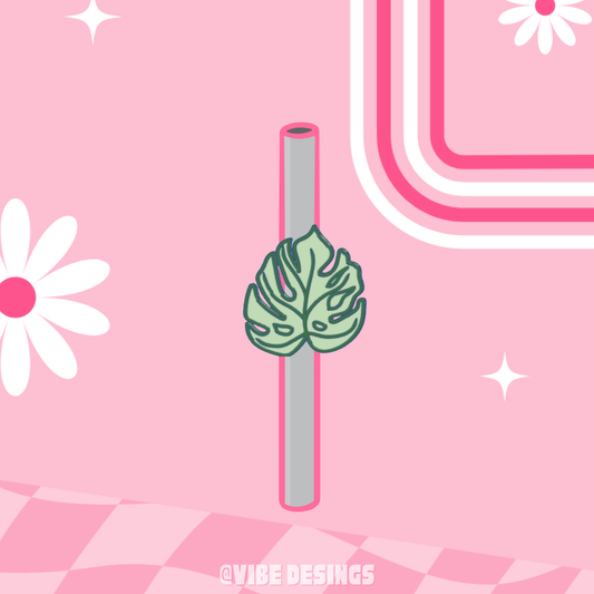 Monstera Straw Topper