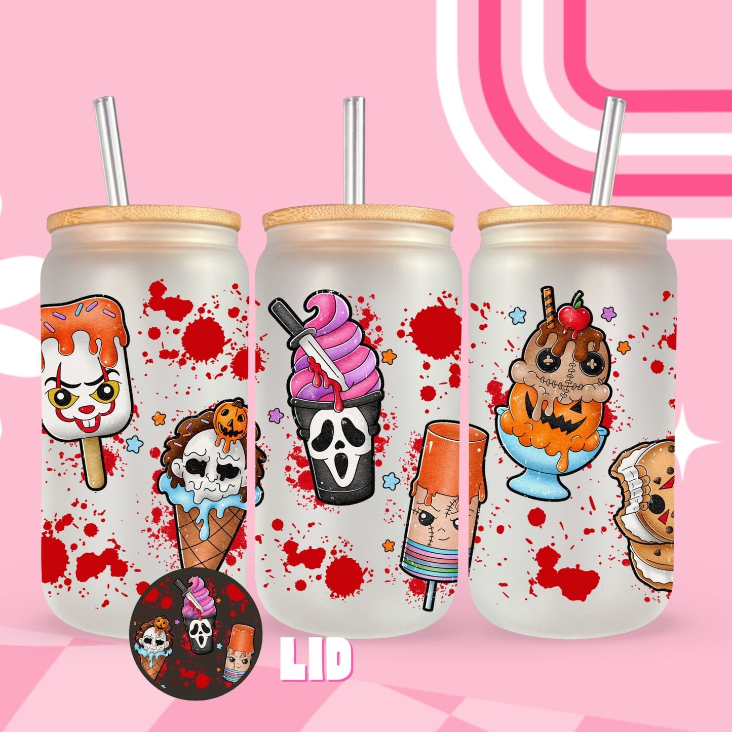 Horror Ice Scream  Glass Can