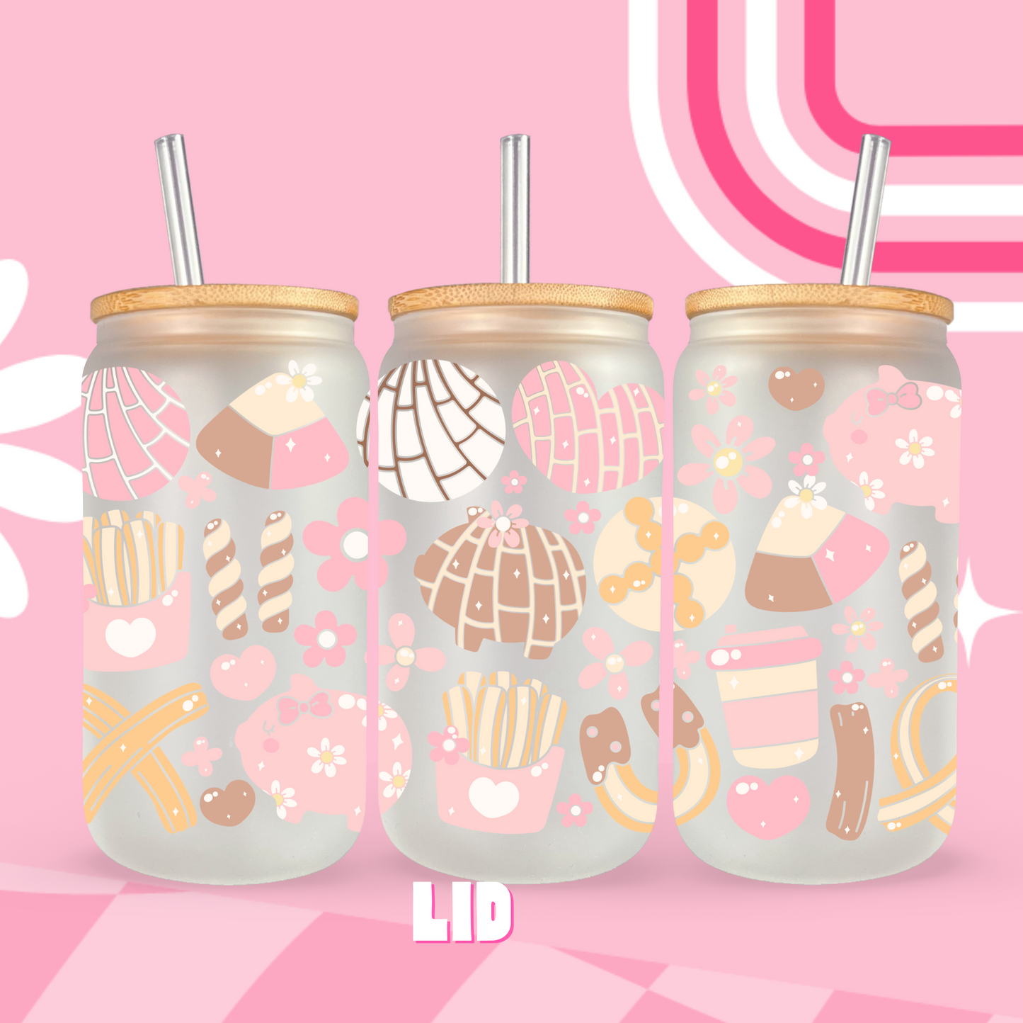 Conchas & Flowers Glass Can