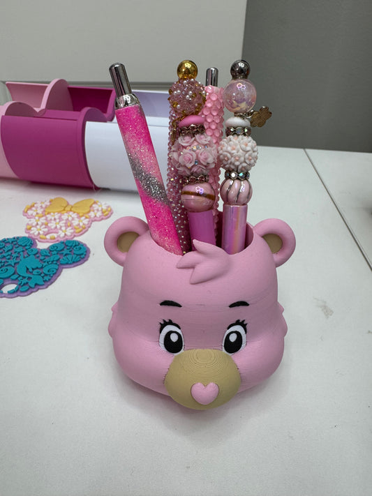 PINK Care Bear Pen holder ( Printed Smaller )