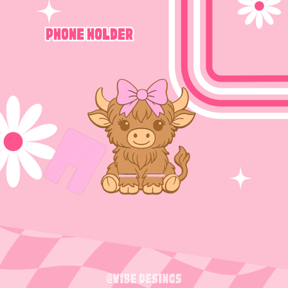 Coquette Highland Cow Phone Holder