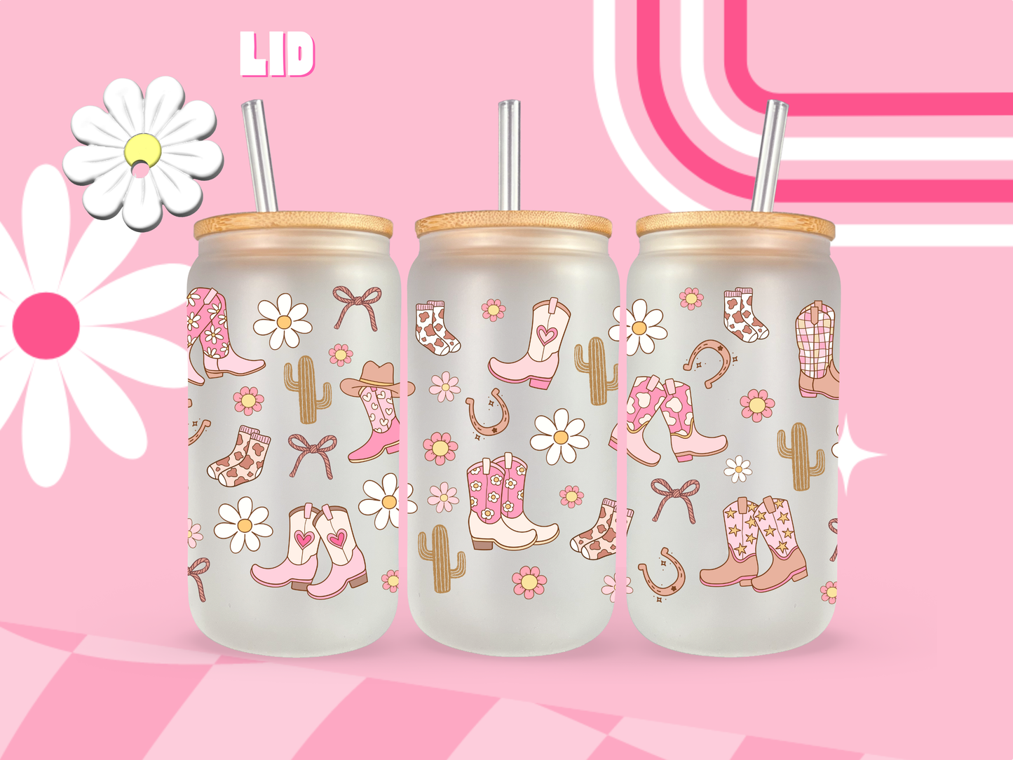 Cowgirl Boots Glass Can