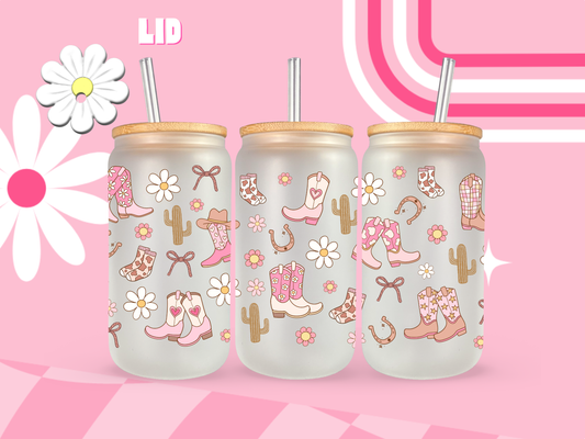 Cowgirl Boots Glass Can