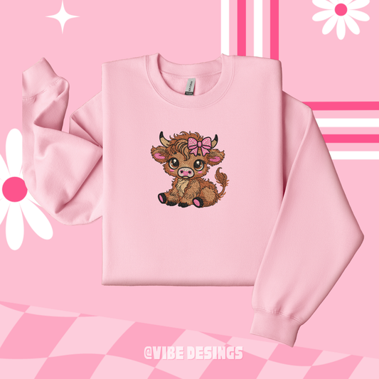 Highland Cow Embroidery  Crewneck