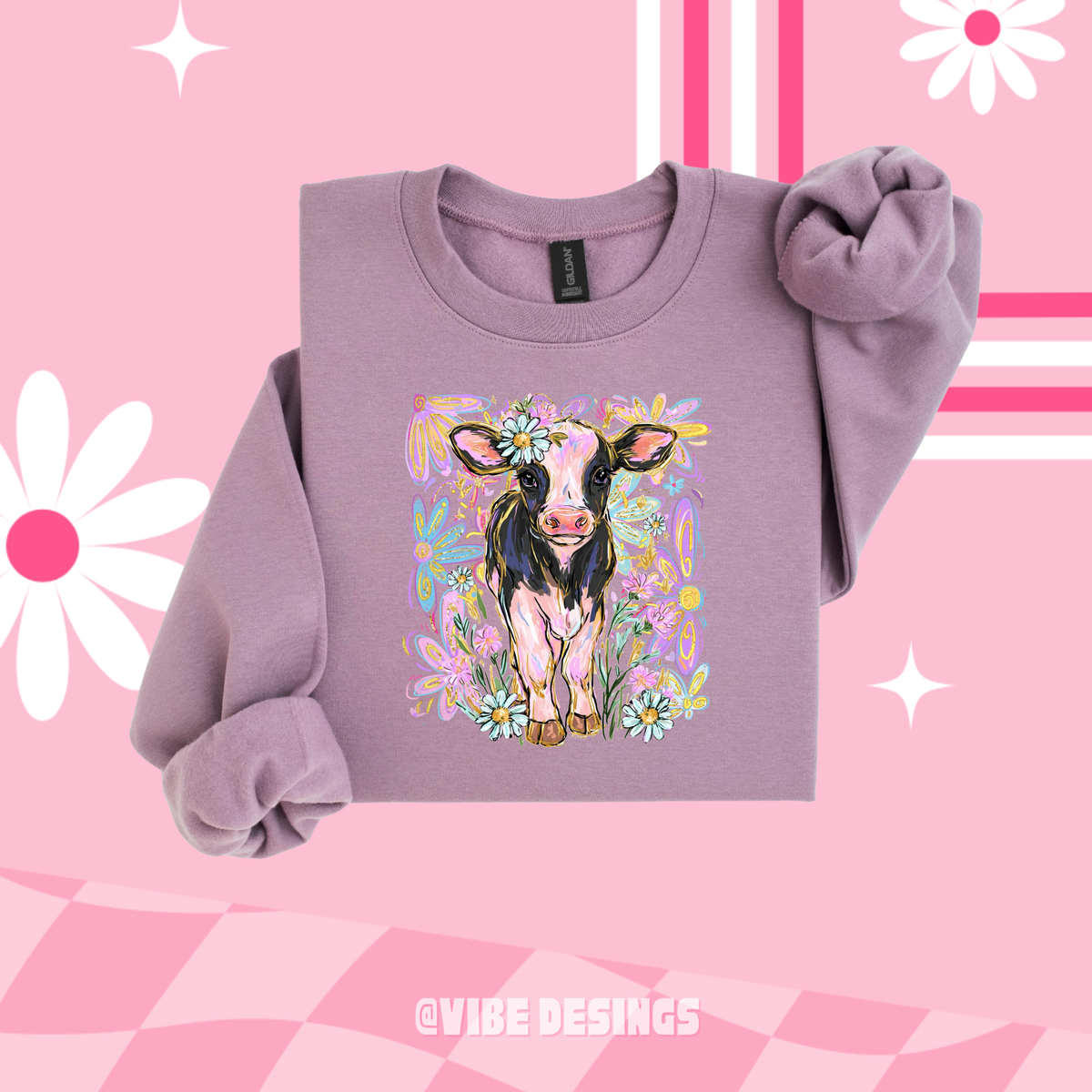 Floral Cow Crewneck
