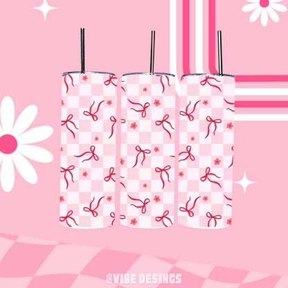 Checkered Coquette 20oz Skinny Tumbler