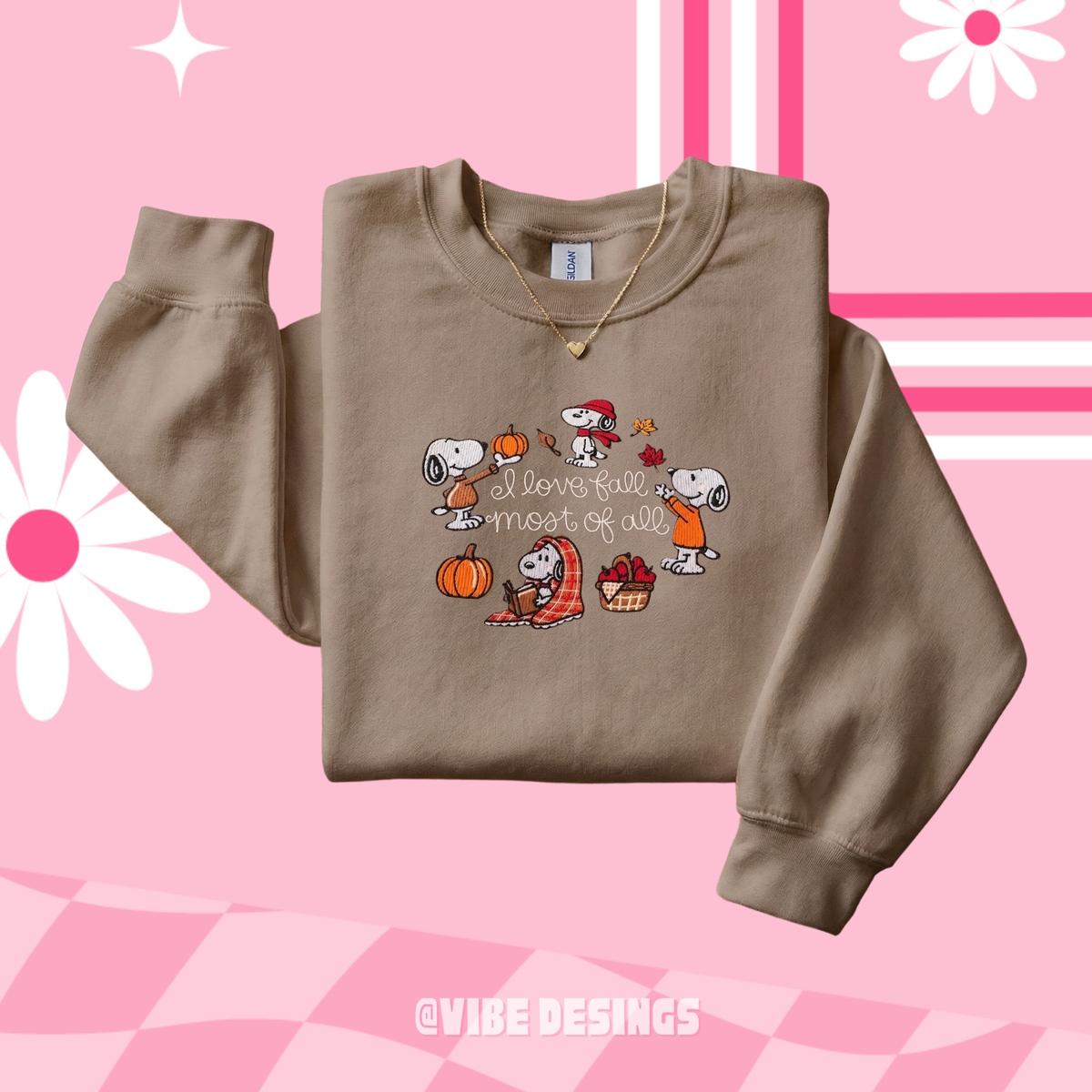 Fall Beagle Embroidered Crewneck