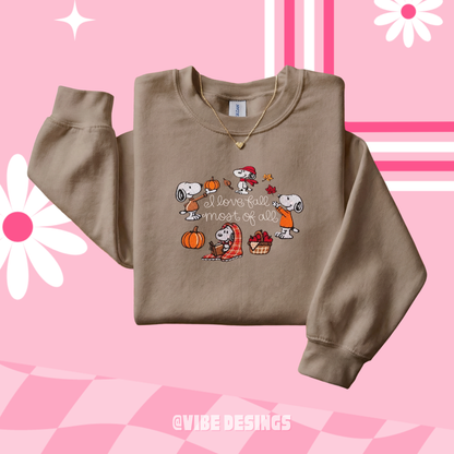 Fall Beagle Embroidered Crewneck