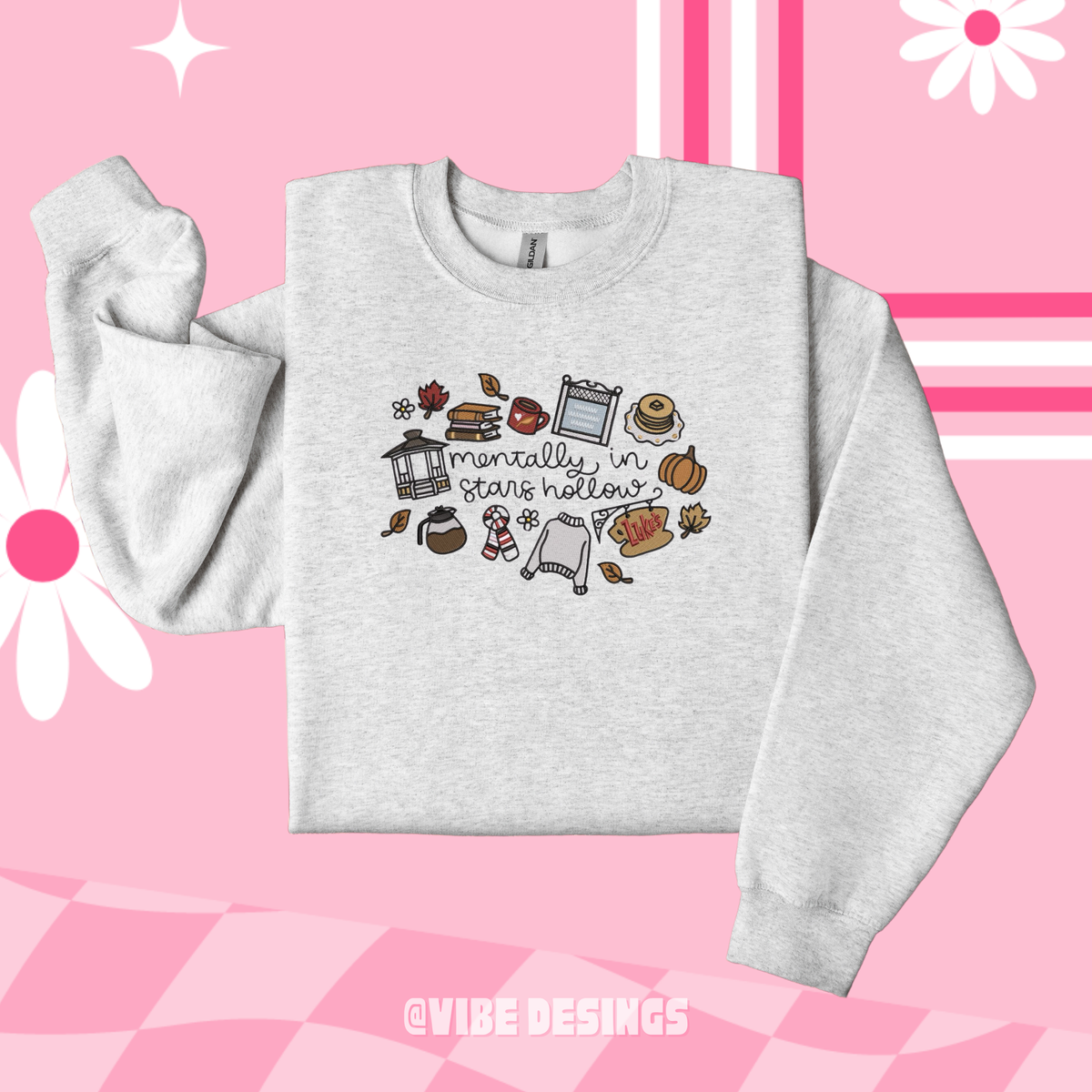 Mentally in Stars Hollow Embroidered Crewneck