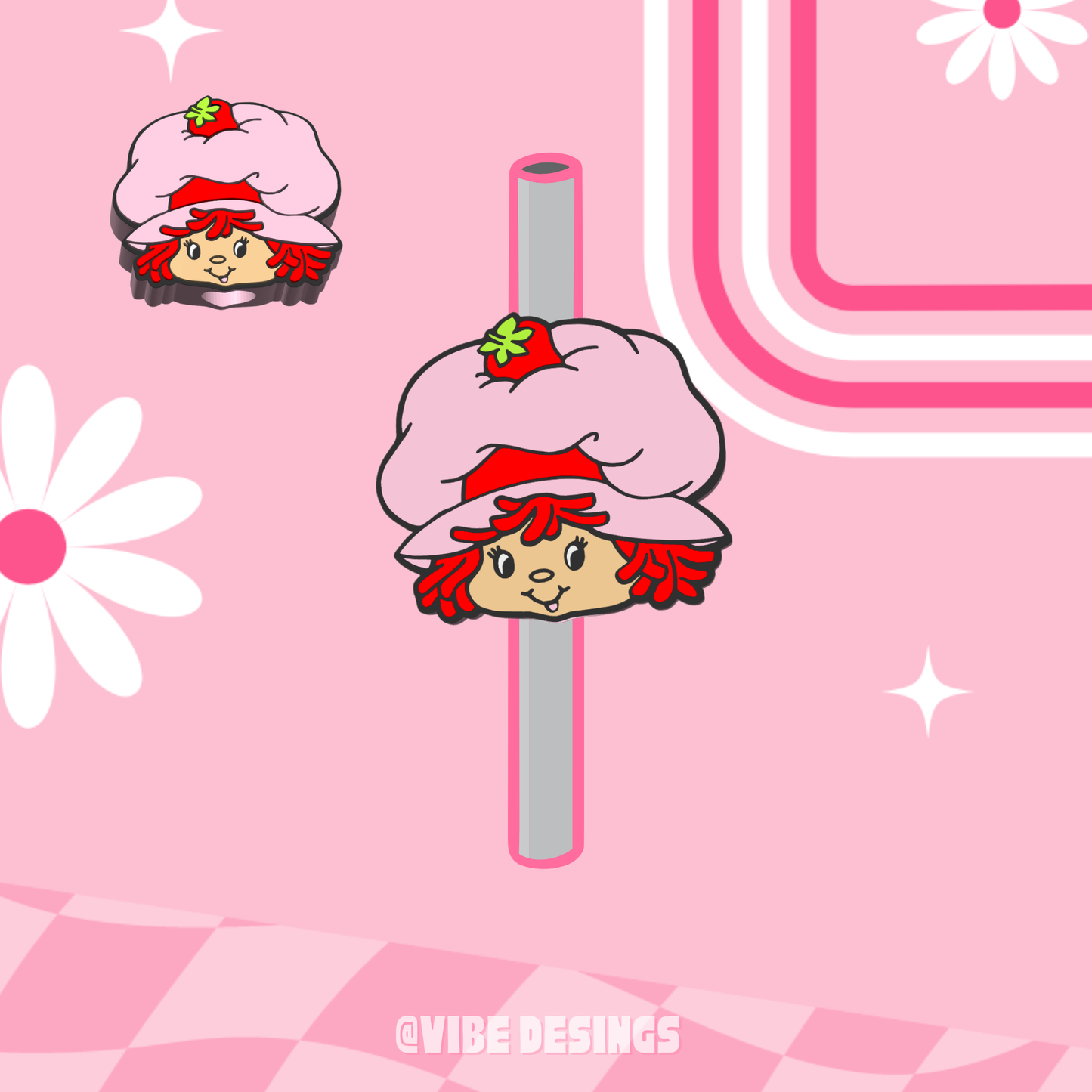 Strawberry Girl Straw Topper