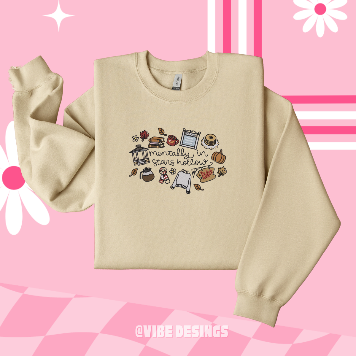 Mentally in Stars Hollow Embroidered Crewneck