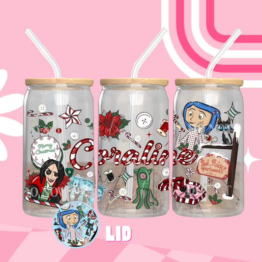 Candy Cane Coraline Glass Can