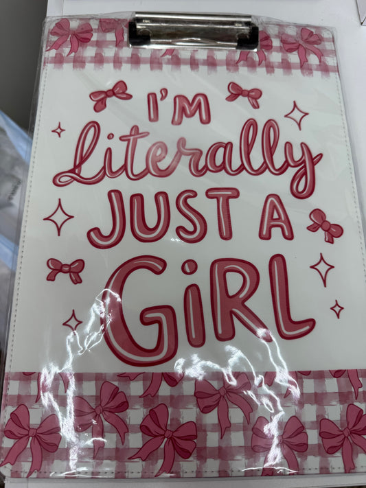 Just a Girl Leather Clip board (oopsie ready to ship