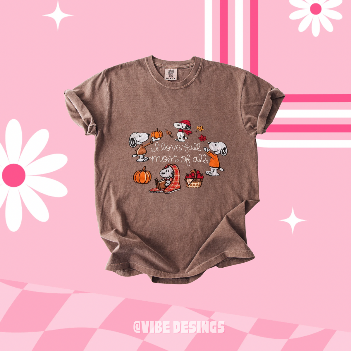 Fall Beagle Embroidery Shirt
