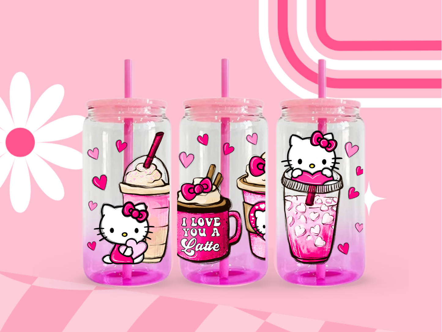 Love You Latte Ombre Glass Can