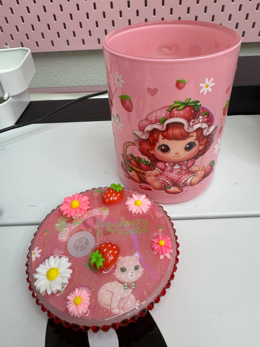 Strawberry Girl Mug Rhinestone lid
