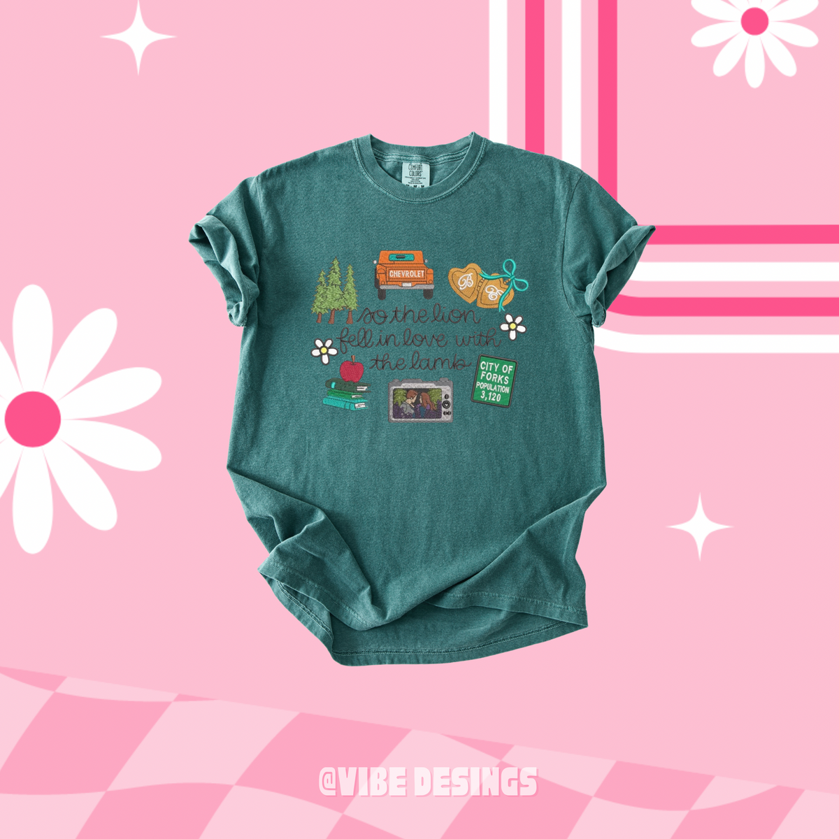 Lion fell in love Embroidery Shirt