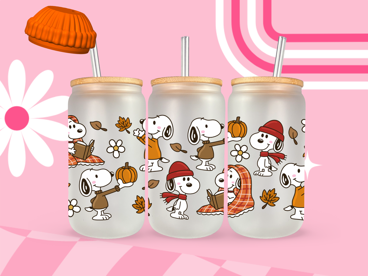 Fall Beagle Glass Can