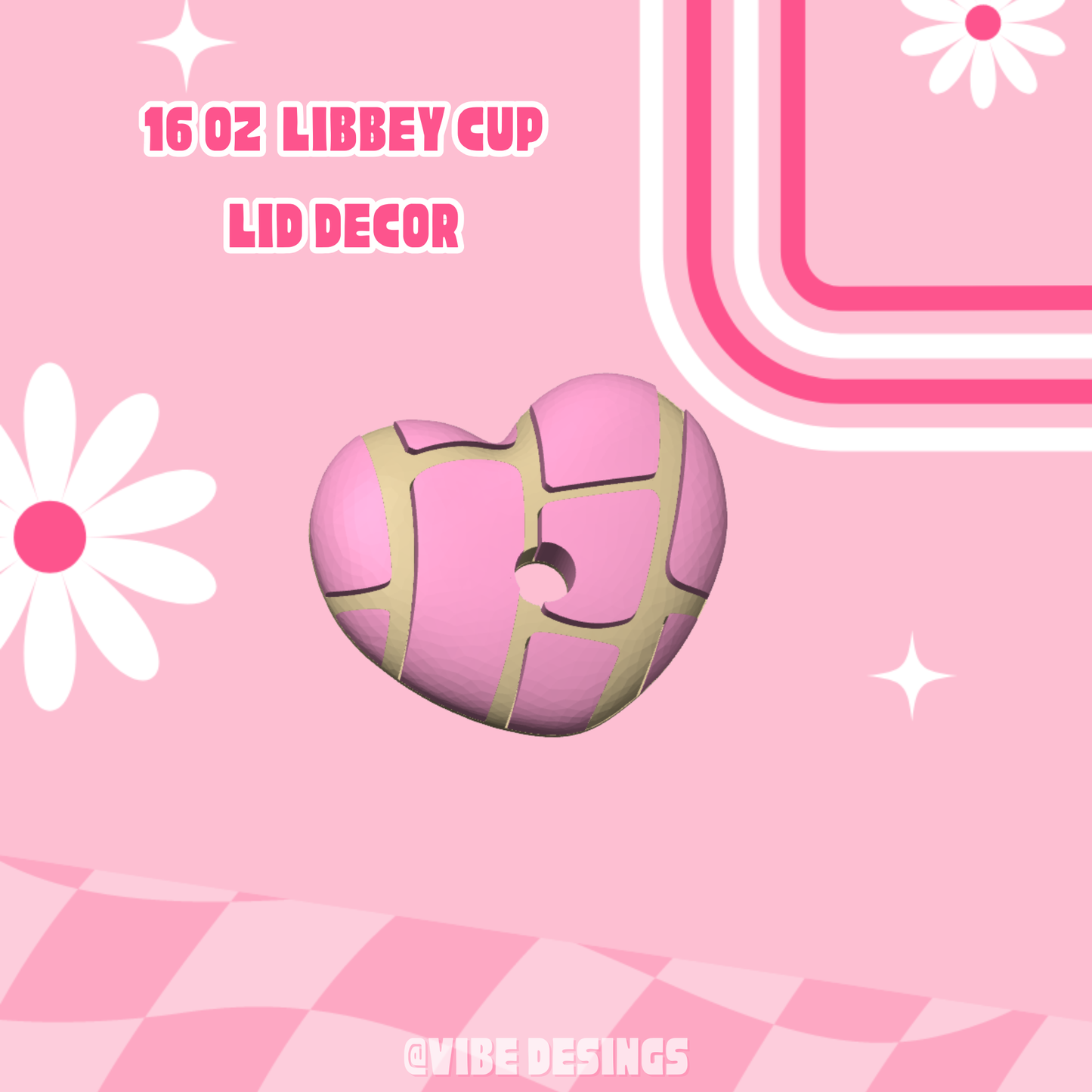 Heart Concha 16 oz libbey lid topper