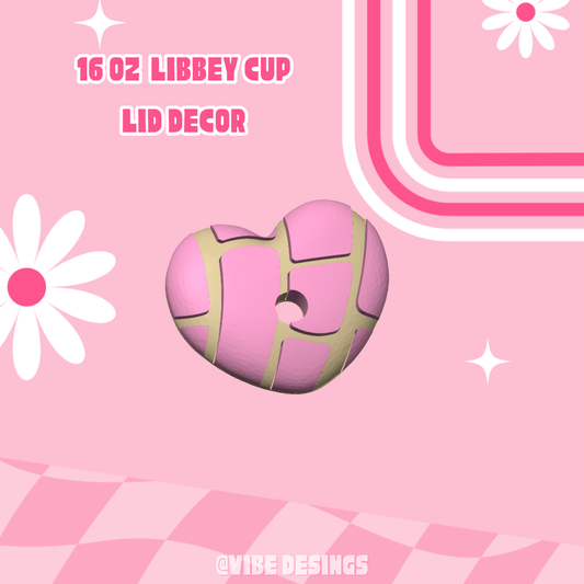 Heart Concha 16 oz libbey lid topper
