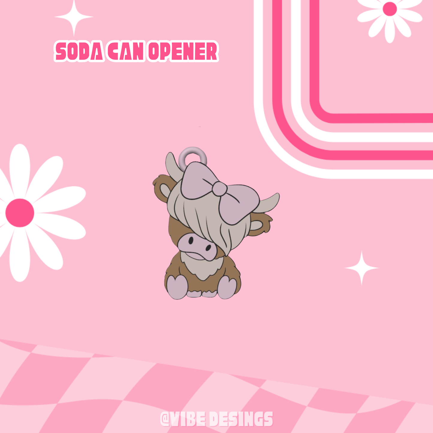 Bang Highland Cow Tab opener keychain Ships 7-10 days