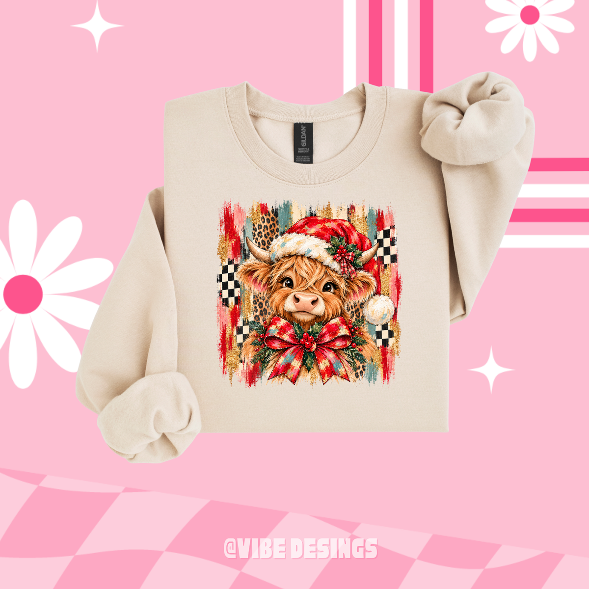 Checkered Cow Crewneck