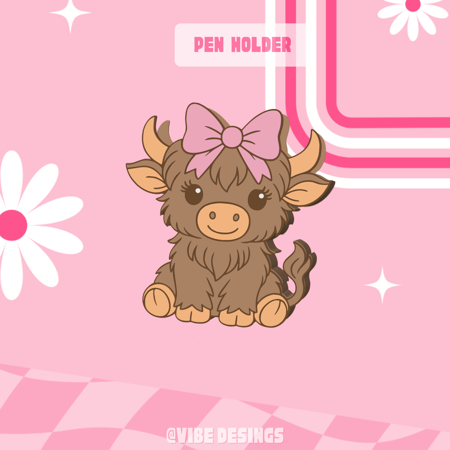 Coquette Highland Cow Pen Holder