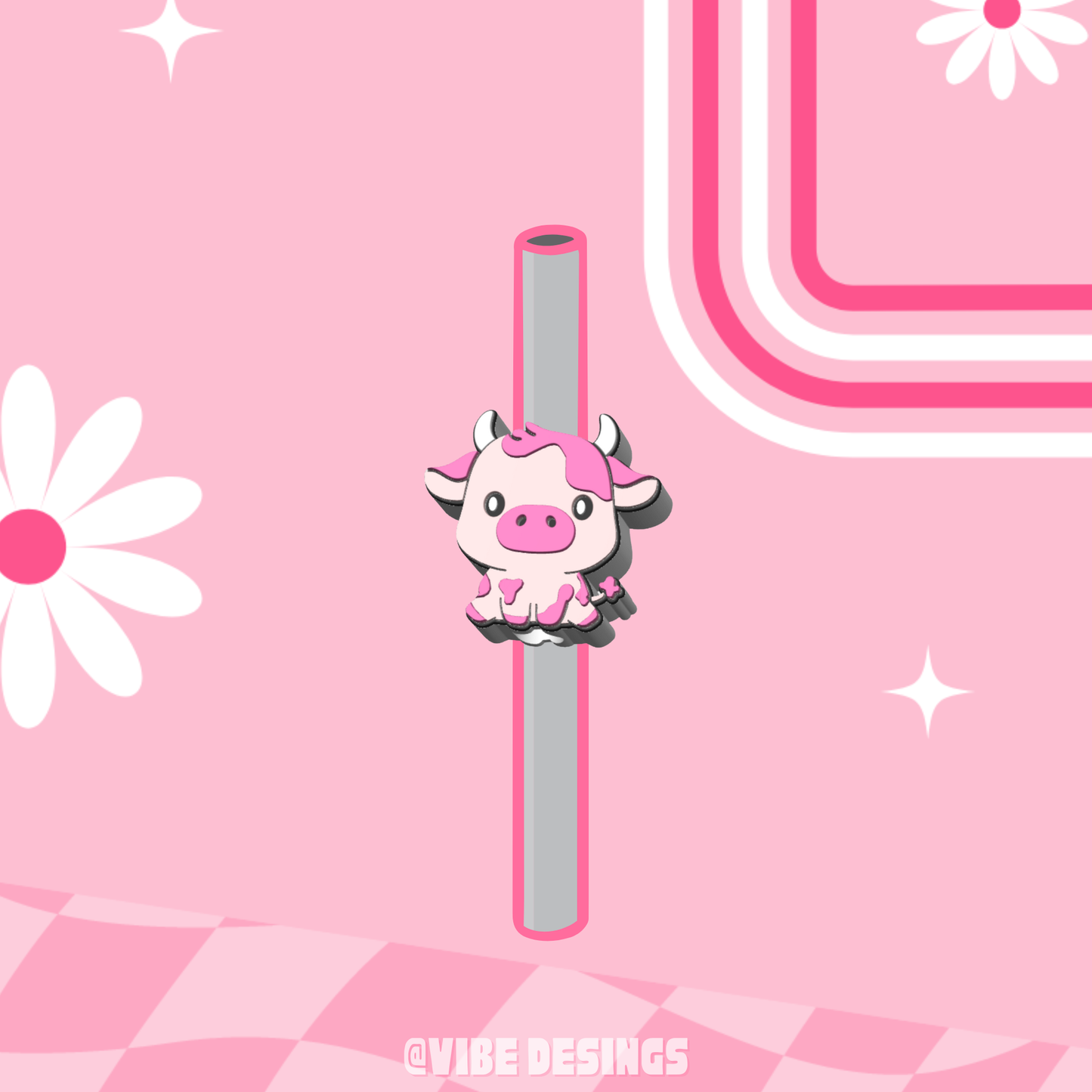 Baby Cow Straw Topper