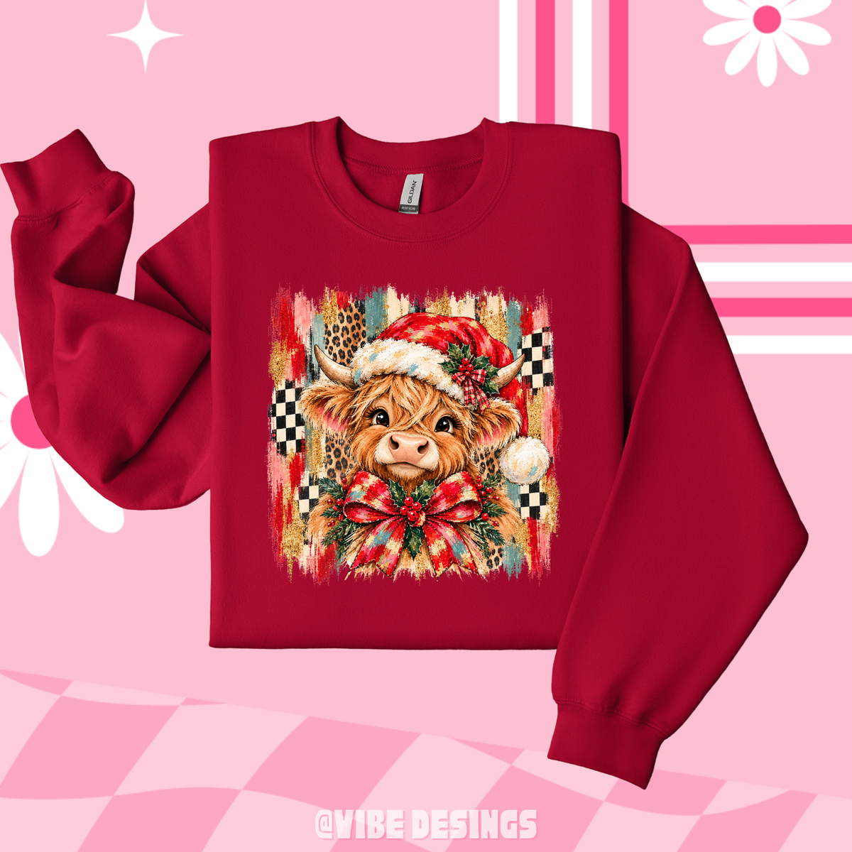 Checkered Cow Crewneck